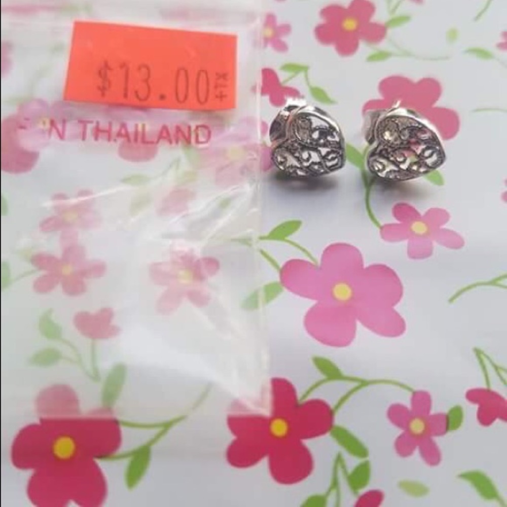 Cute Sterling Silver Heart Earrings